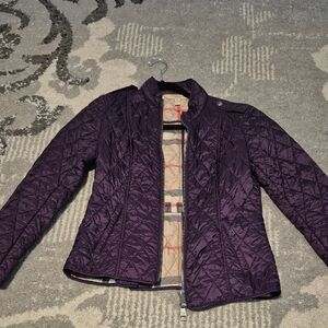Burberry Brit Dark Purple Diamond Quilted Puffer Jacket XS Petite